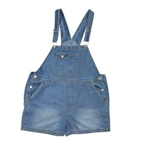 No‎ Boundaries Denim Shortalls Blue XL (15-17) Cotton Buckle Back Adjustable Fun